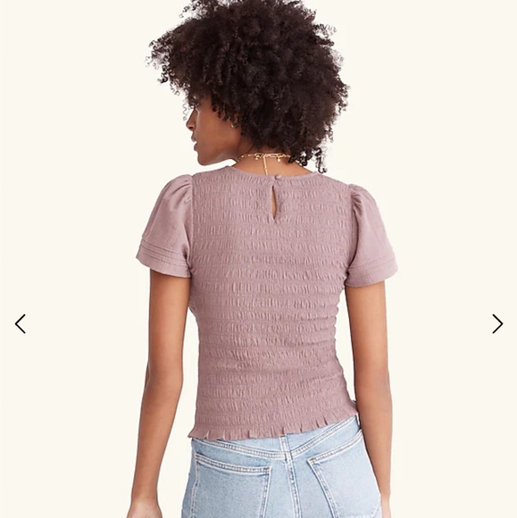 LIKE NEW Madewell Lucie Flutter-Sleeve Smocked Bodice Top in Fig - Picture 3 of 14